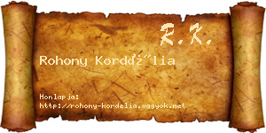 Rohony Kordélia névjegykártya
